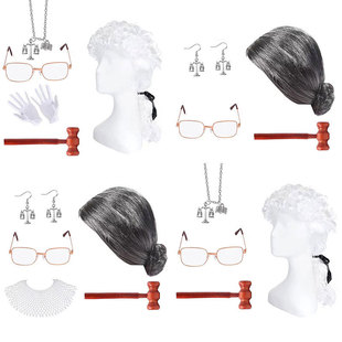 亚马逊法官Gavel律师假发法官马尾辫假发角色扮演殖民地派对道具