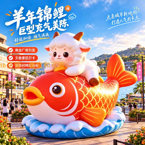 羊年小羊骑锦鲤吉祥物气模