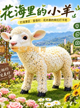 巨型仿真小羊猫咪网红打卡美陈