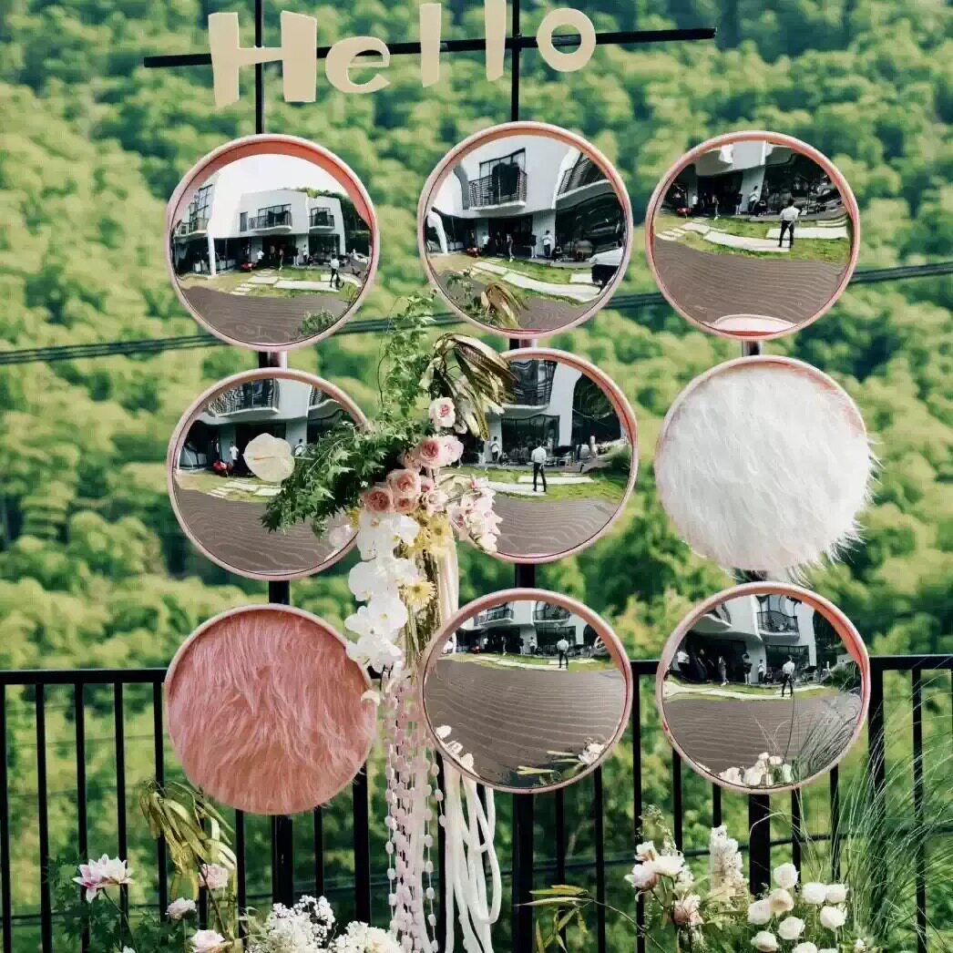 户外网红仿真花艺哈哈镜商场步行街公园游乐园美陈装置打卡镜