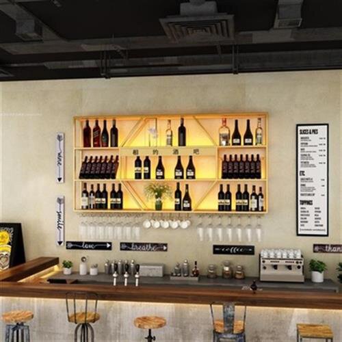 酒吧吧台酒架创意壁挂酒架铁x艺酒吧酒柜置物架墙上餐厅家用挂墙
