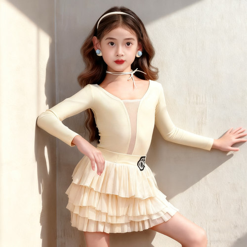 梵蒂恺女童拉丁舞服2025新款高级感少儿练功服秋冬儿童演出服套装