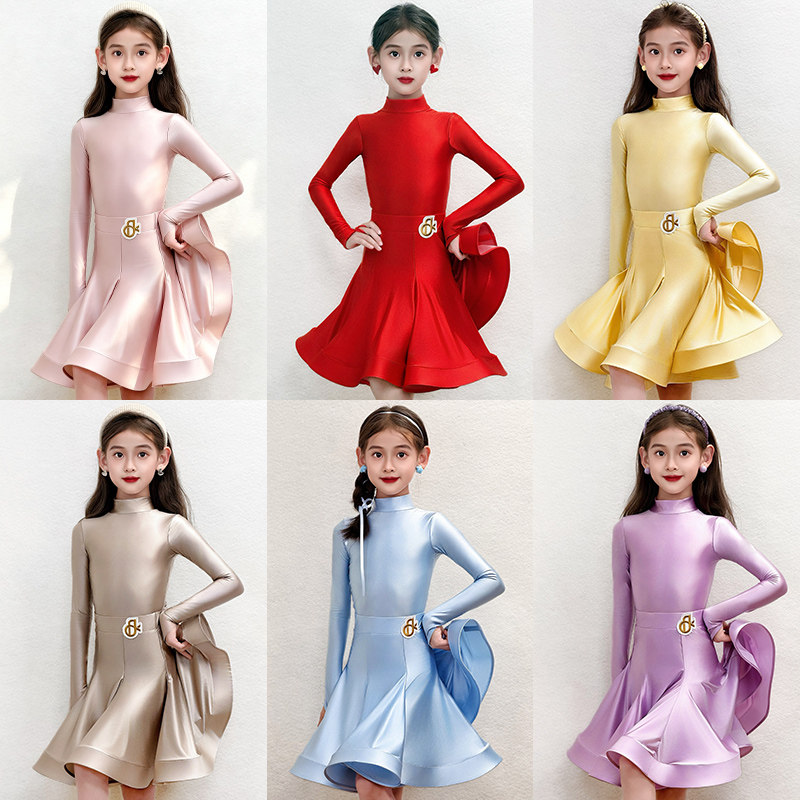 梵蒂恺秋冬珠光儿童高端考级演出服少儿网红表演拉丁舞规定比赛服