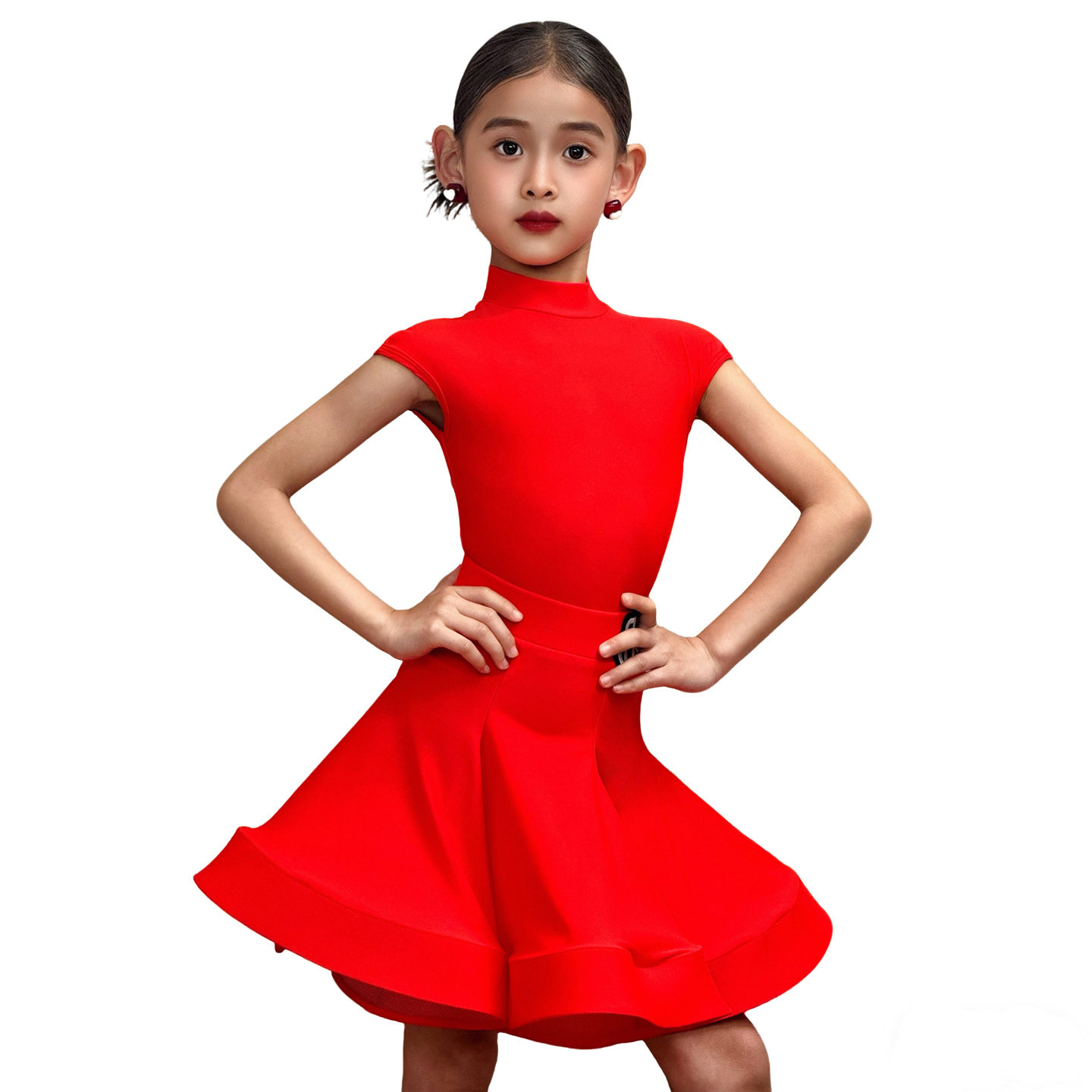 梵蒂恺夏季少儿拉丁舞大摆无袖表演比赛服女童规定欧标演出服套装