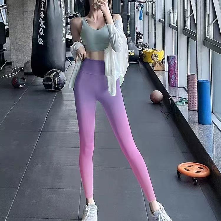 渐变健身裤女翘臀高腰蜜桃提臀