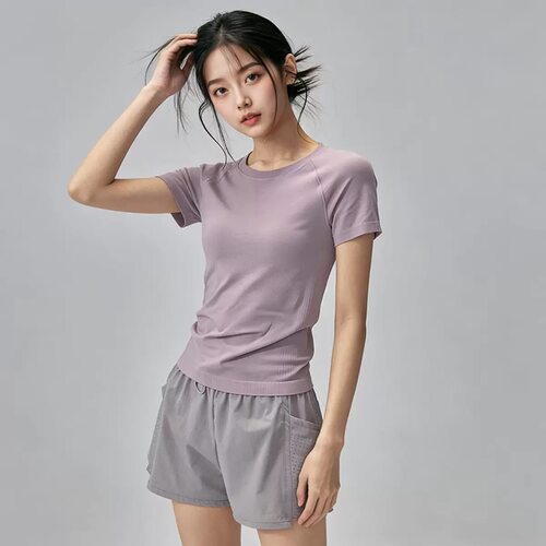 夏季速干修身插肩运动短袖T恤女