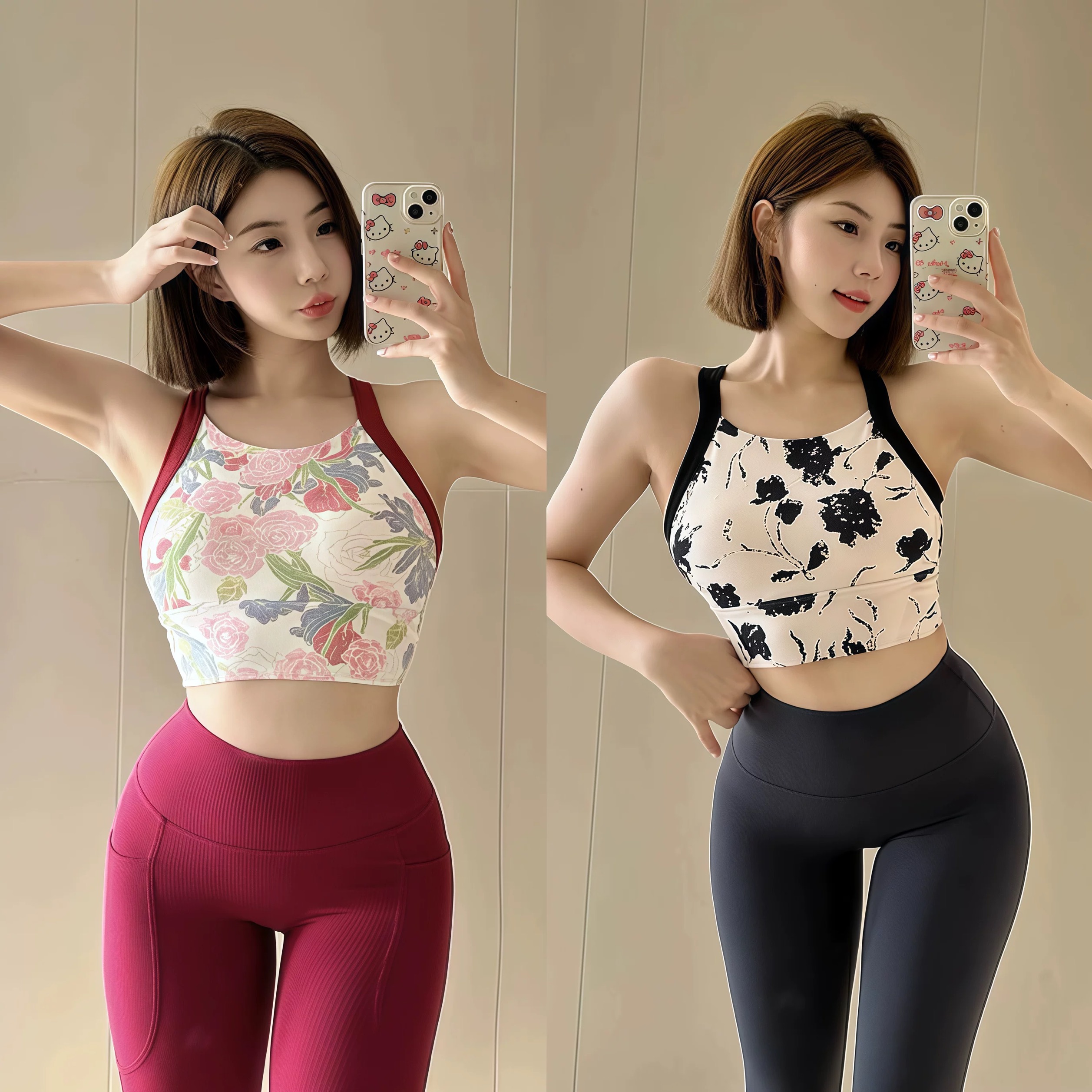 一体固定杯健身女孩普拉提背心