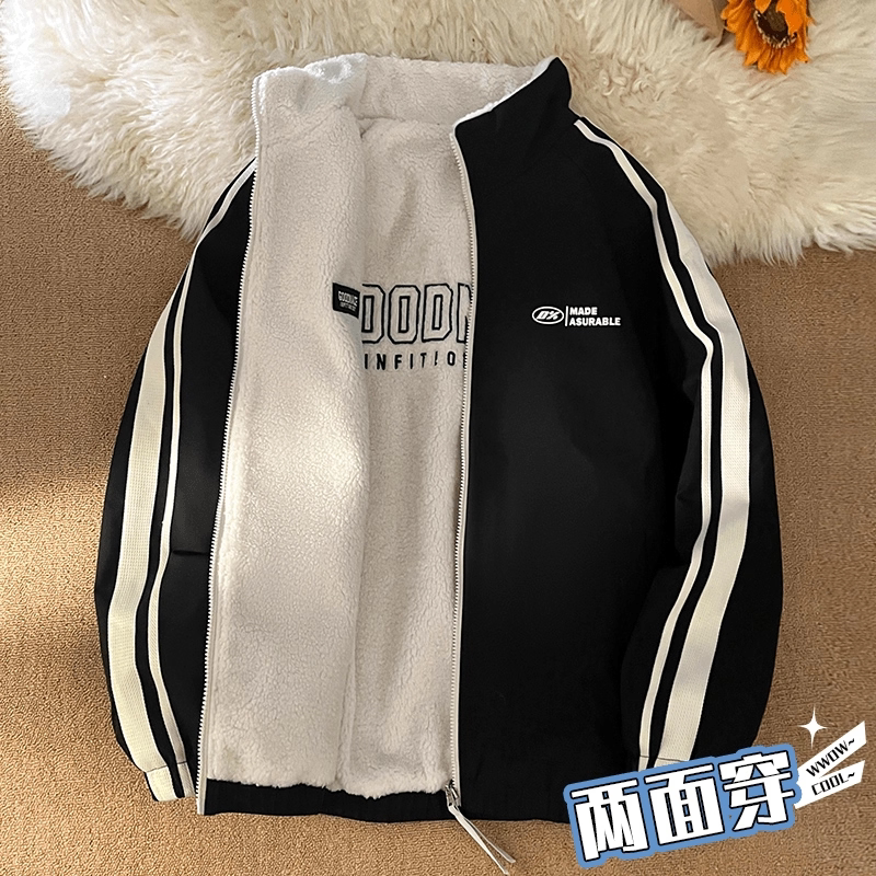 羊羔绒宽松双面穿棉衣外套男款秋棉衣