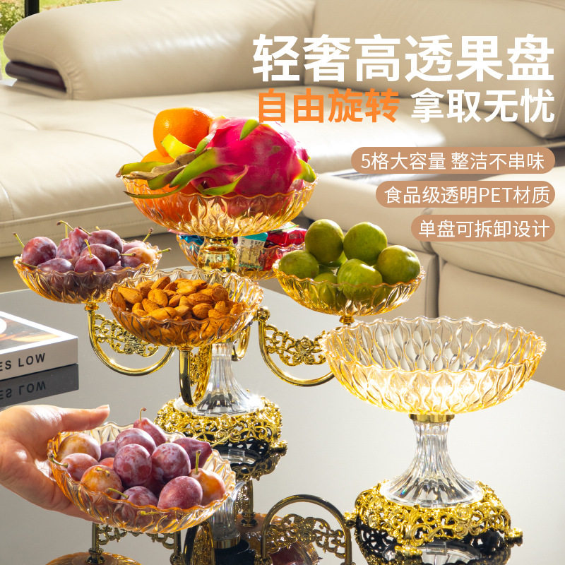 创意现代时尚ktv家用果盘轻奢供盘前台水果盘水晶塑料点心糖果盘