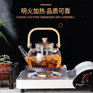 加厚耐高温竹把提梁壶家用茶水分离玻璃煮茶壶电陶炉泡茶套装