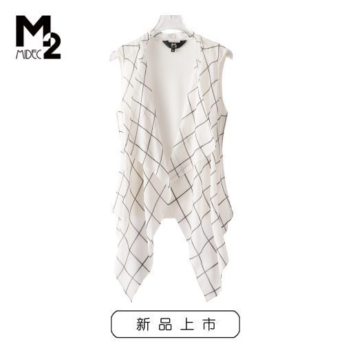 M2品牌奥莱店春夏时尚洋气宽松大码无袖薄款雪纺披风衬衣