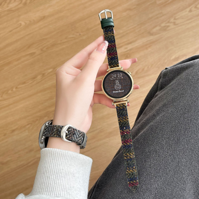 适用华为gt4手表带女款gt6/5秋冬新款毛呢watchgt2智能手表链watch4高级感3pro女士精致41mm真皮腕表专用高端