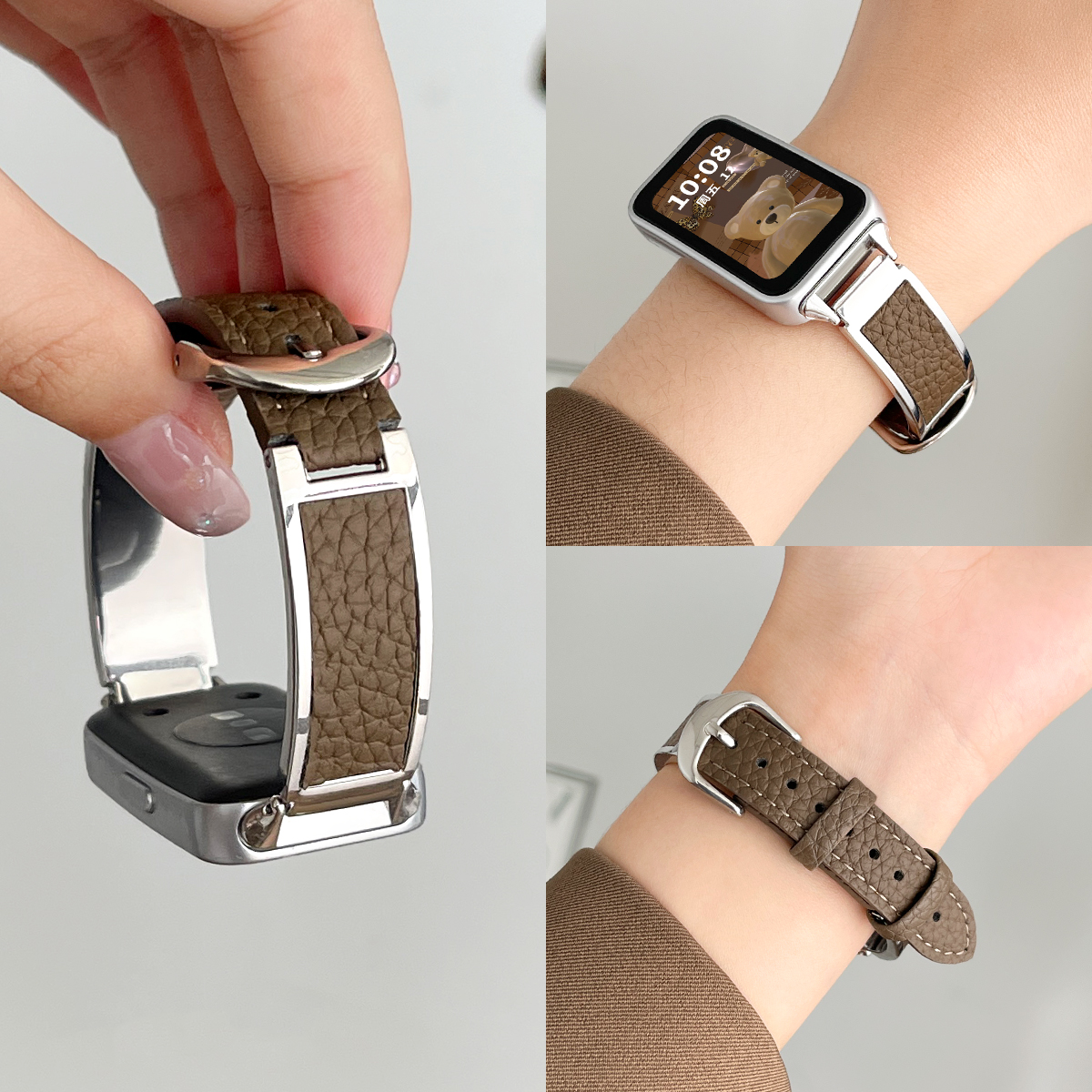 学长家创意金属贴皮荔枝纹表带女