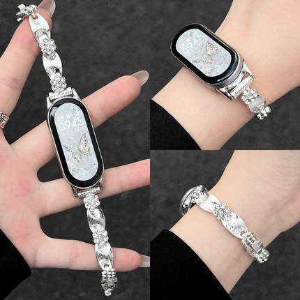 适用小米手环10手表带链条9nfc版夏天高级感金属手腕带8专用系列手表链7智能运动手链6高颜值5九十代陶瓷版43