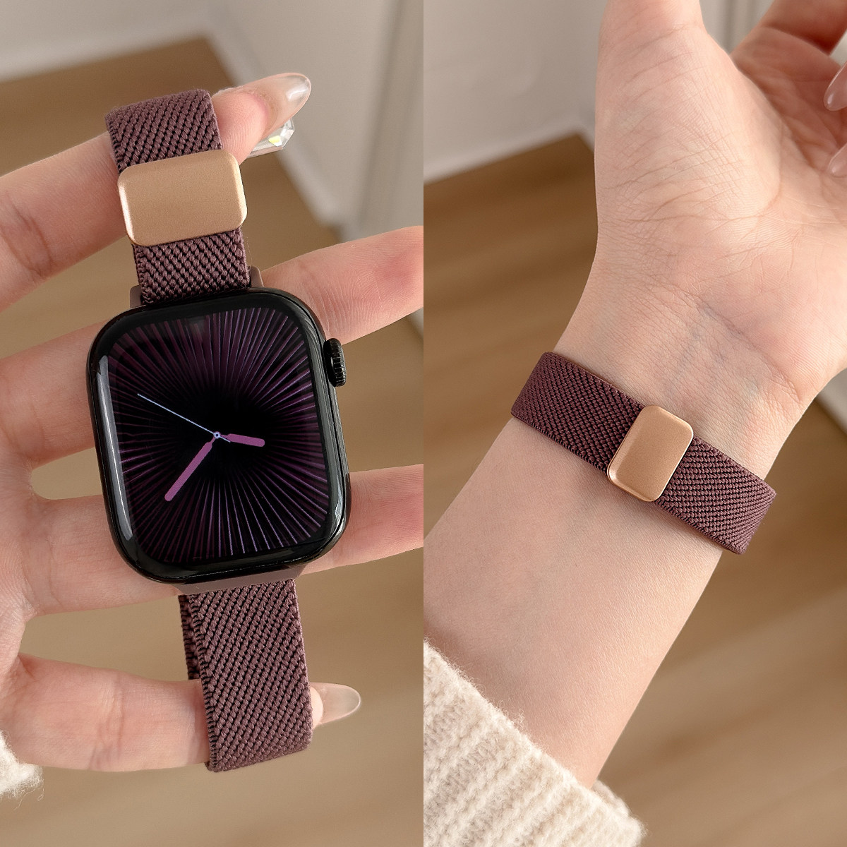 适用小米手环9pro手表带编织磁吸8pro智能运动手表链watch6手带高级感女生redmiwatch5红米腕带的女款4代秋冬