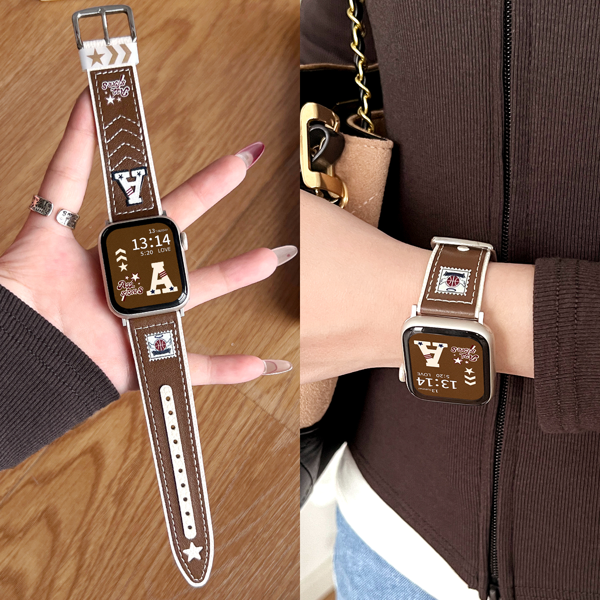 学长家创意真皮美式学院风表带女