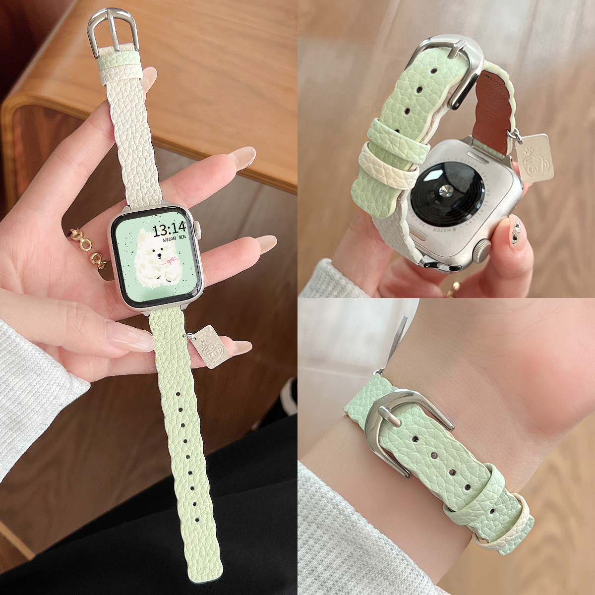 学长家创意花边荔枝纹皮质表带