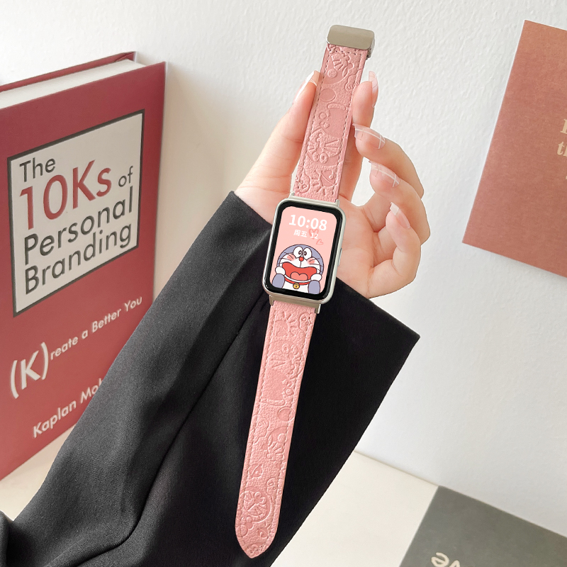 适用华为FIT手表皮质磁吸扣表带