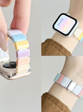 适用小米手环9pro手表带创意树脂8pro高颜值手带智能运动watch6腕带硅胶redmiwatch5高级感红米4代的表链女生