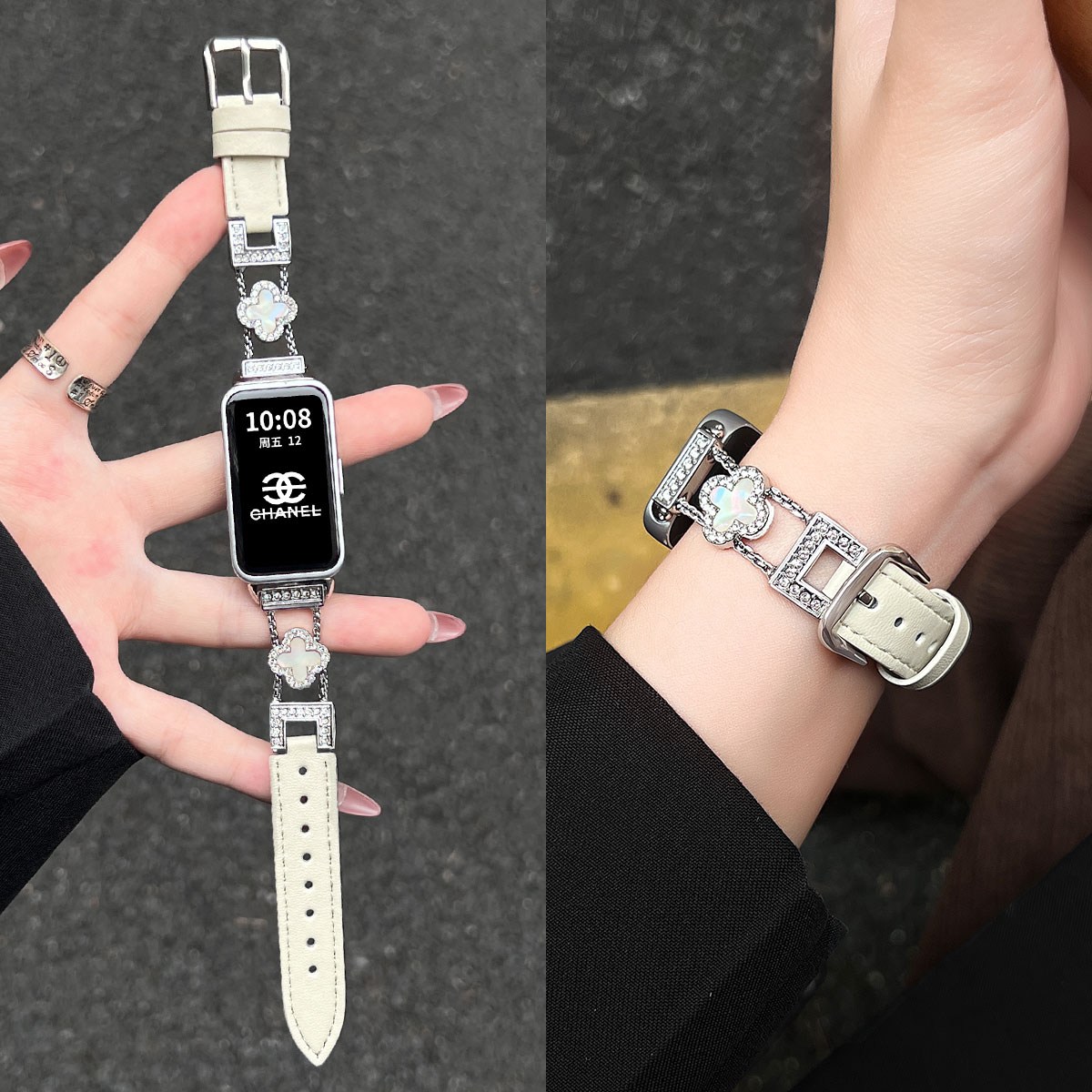 学长家新款四叶草间皮表带女款