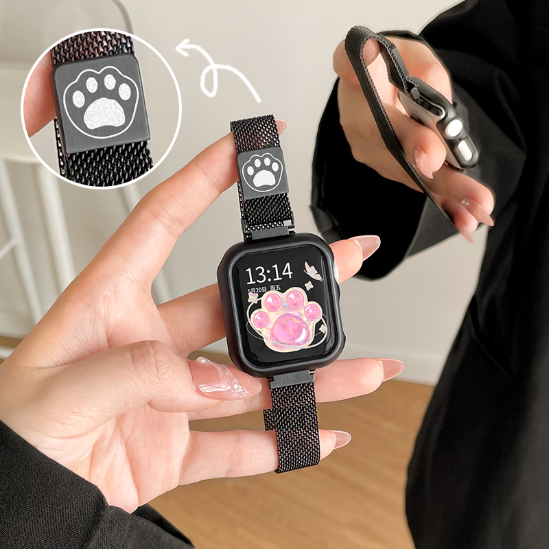 适用applewatchse表带金属磁吸苹果手表s8/s7/s6/s5/s4/s3/s2代手表带女生可爱iwatchse小众米兰尼斯表带小众-封面