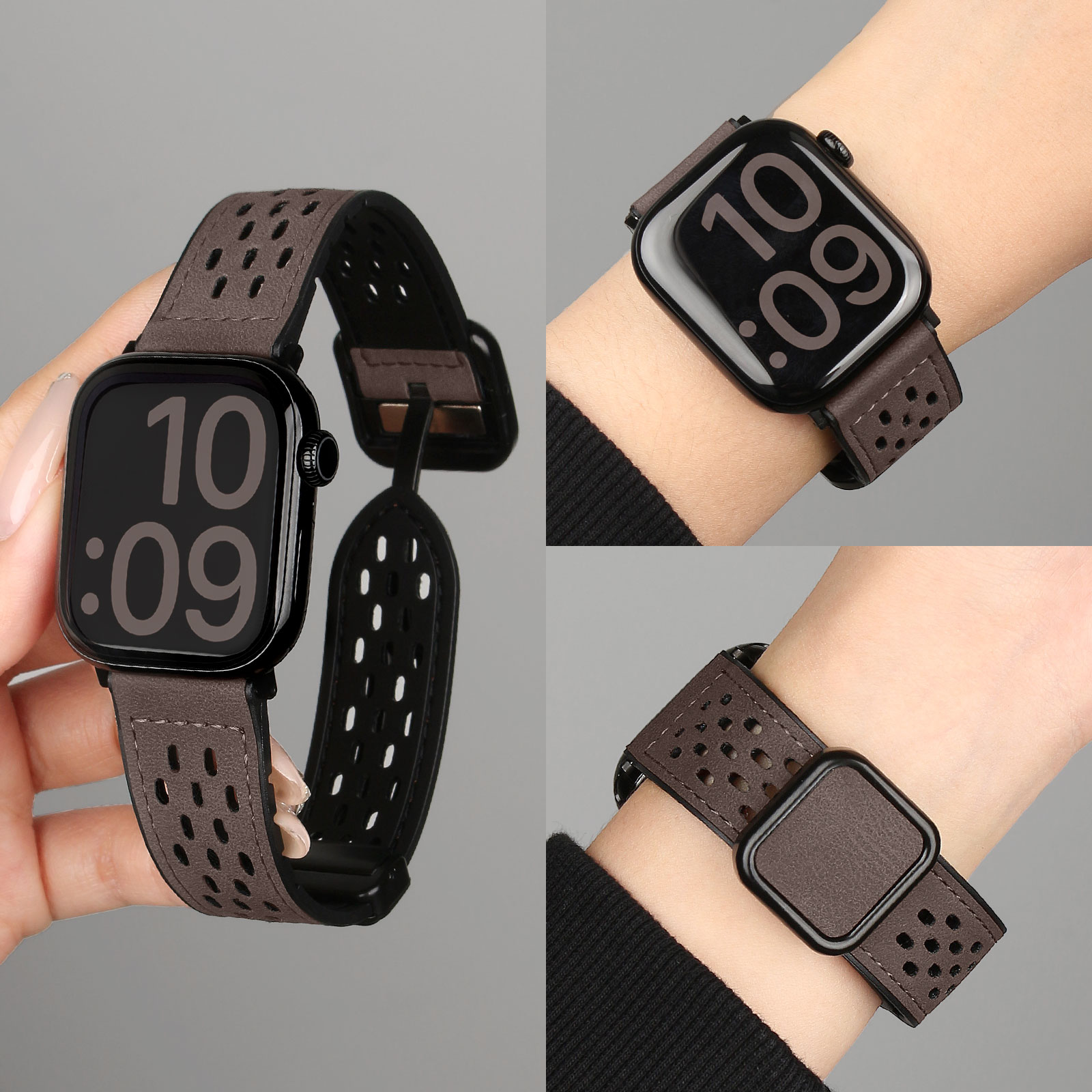 学长家创意网洞疯马皮表带秋冬男