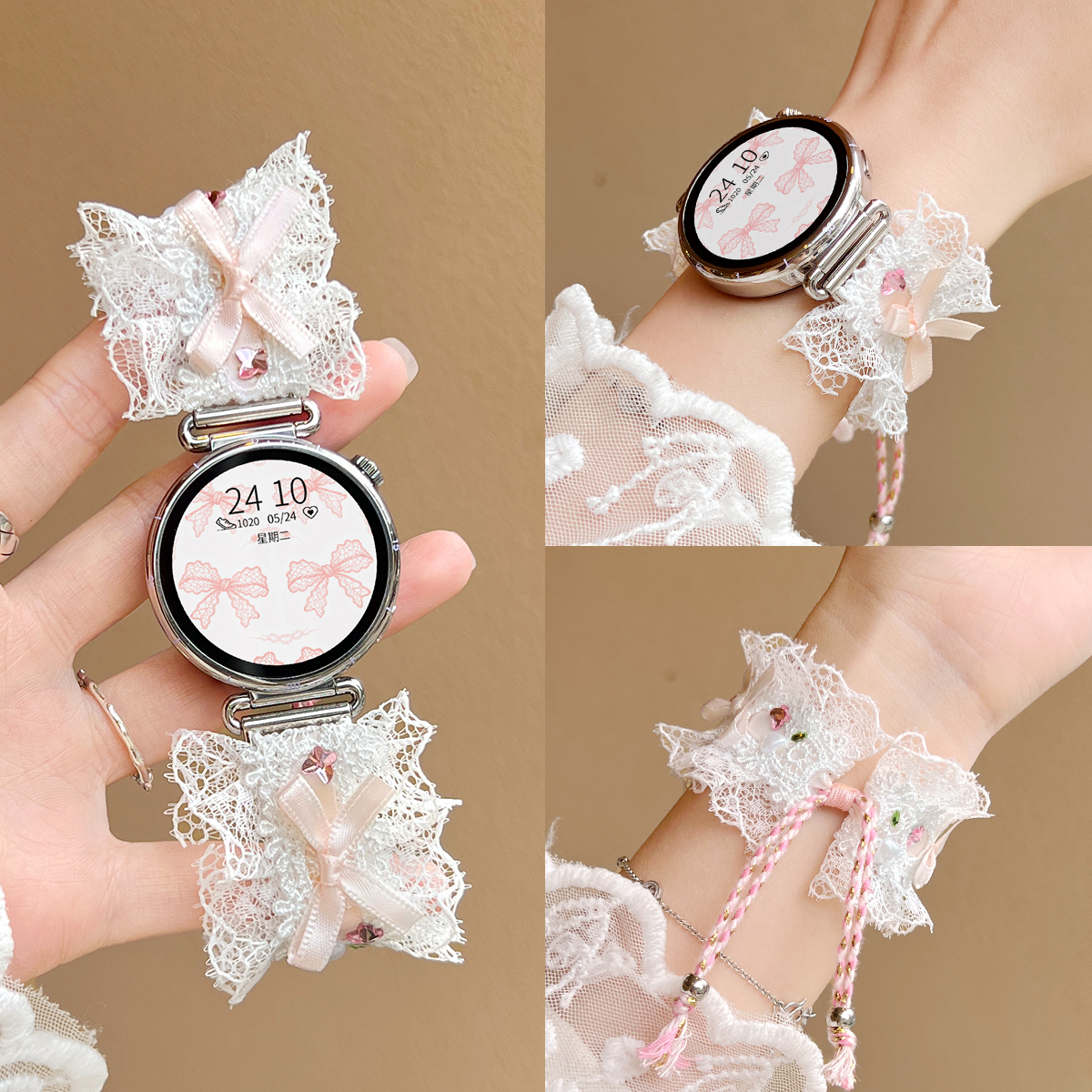 学长家新款创意蕾丝拉绳表带秋冬