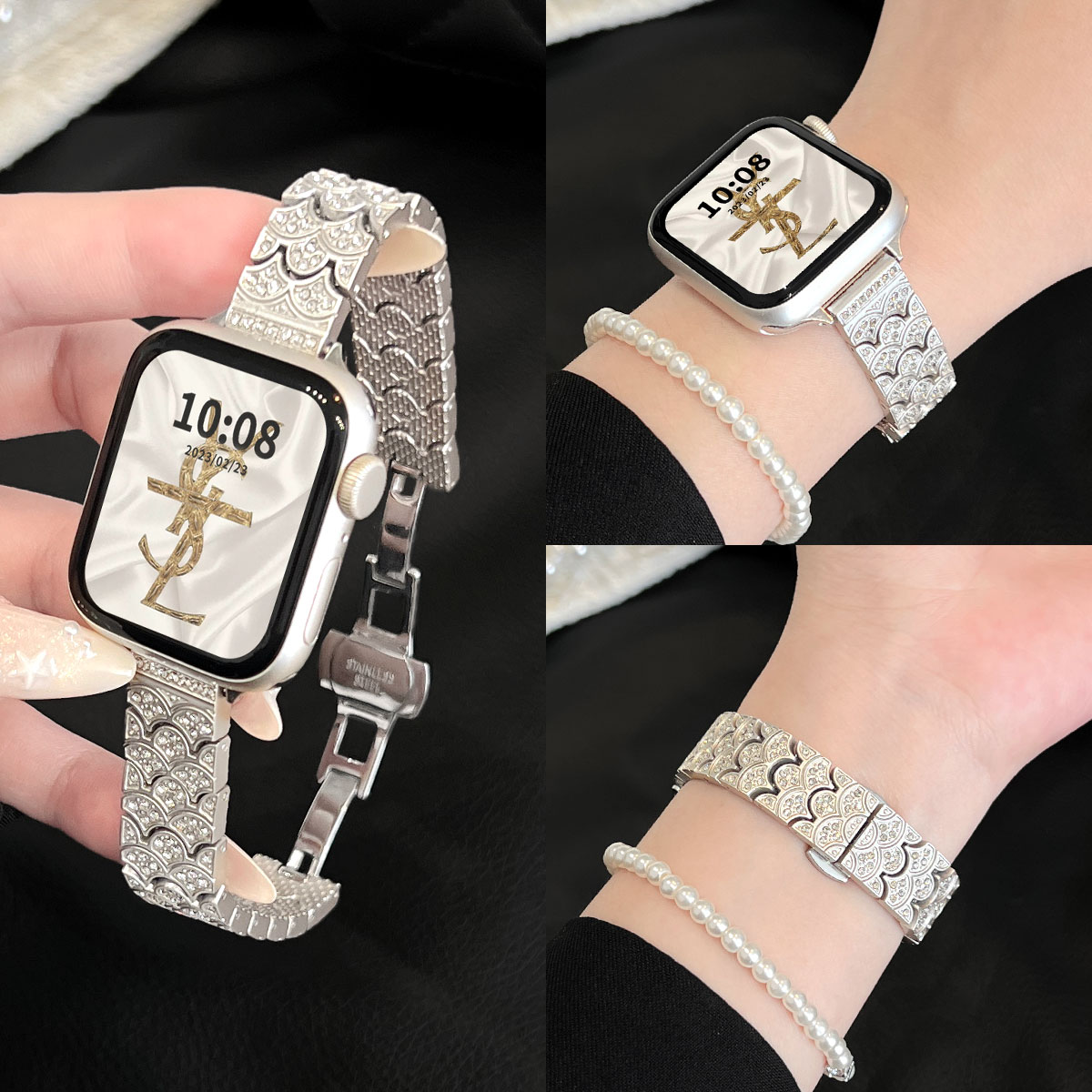 适用苹果手表s11代手表带夏天透气iwatch10超好看系列手链applewatch9金属腕表链独特漂亮s8新品腕带7高级感