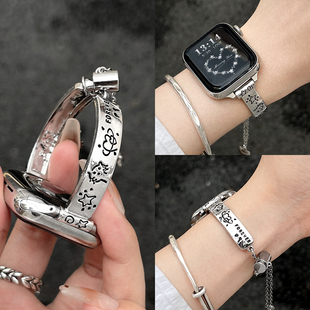 适用小米手环9/8pro手表带链金属新款红米watch5智能运动6新品redmiwatch4手表链女生por手腕带夏天九高级感