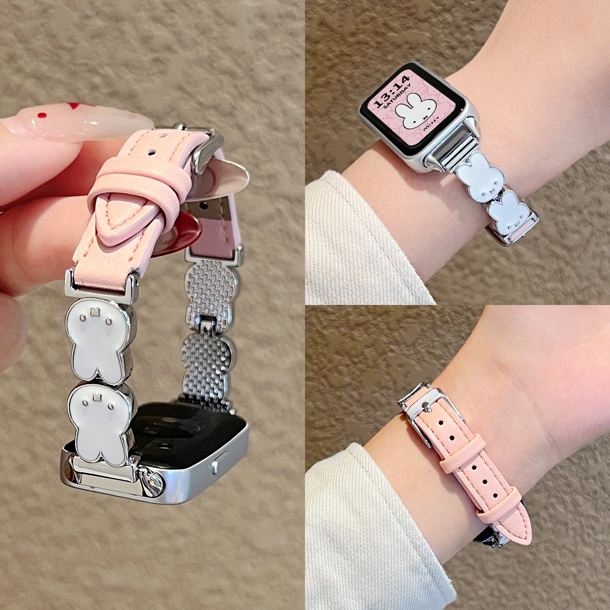 学长家新款创意米菲兔间皮表带女