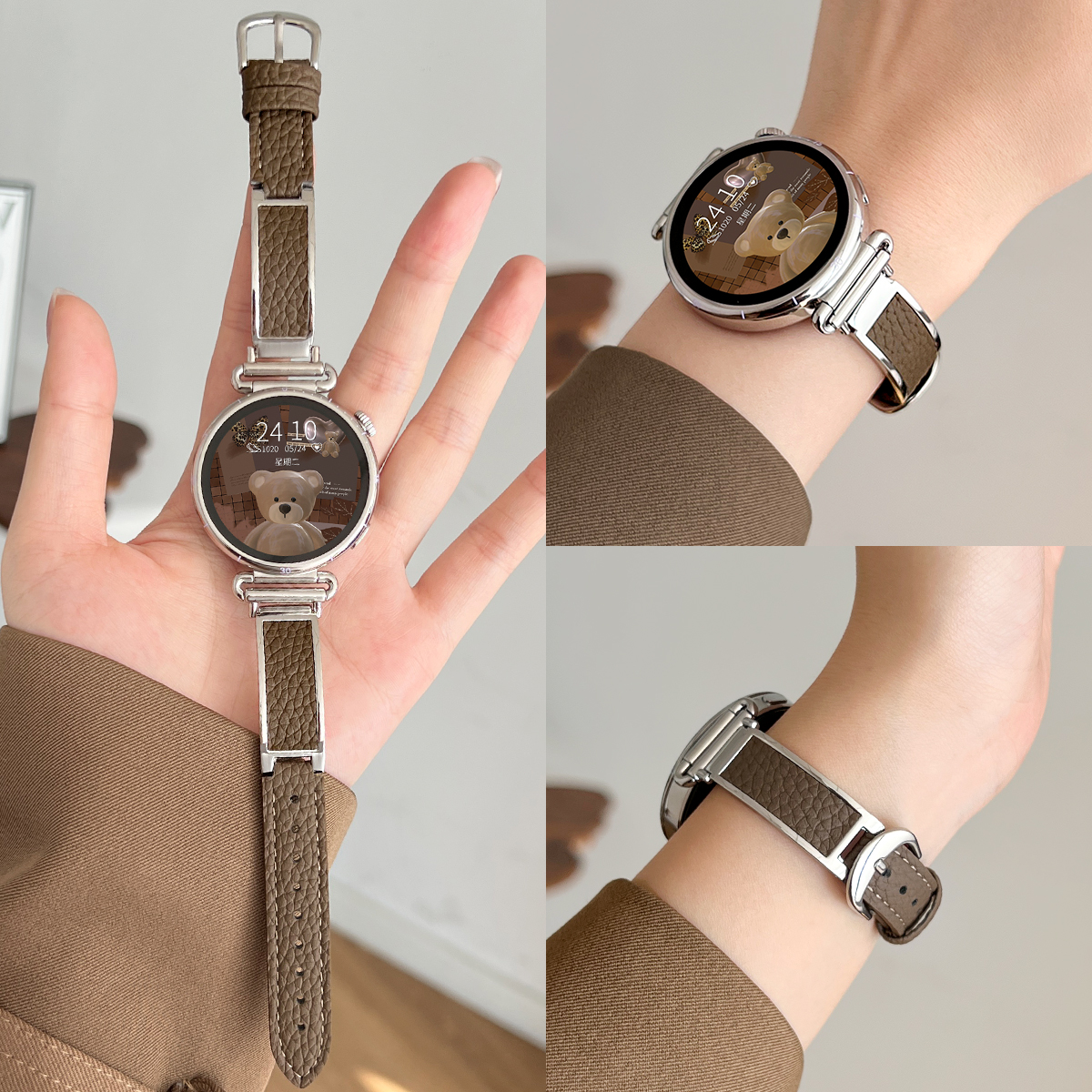 学长家创意金属贴皮间荔枝纹表带