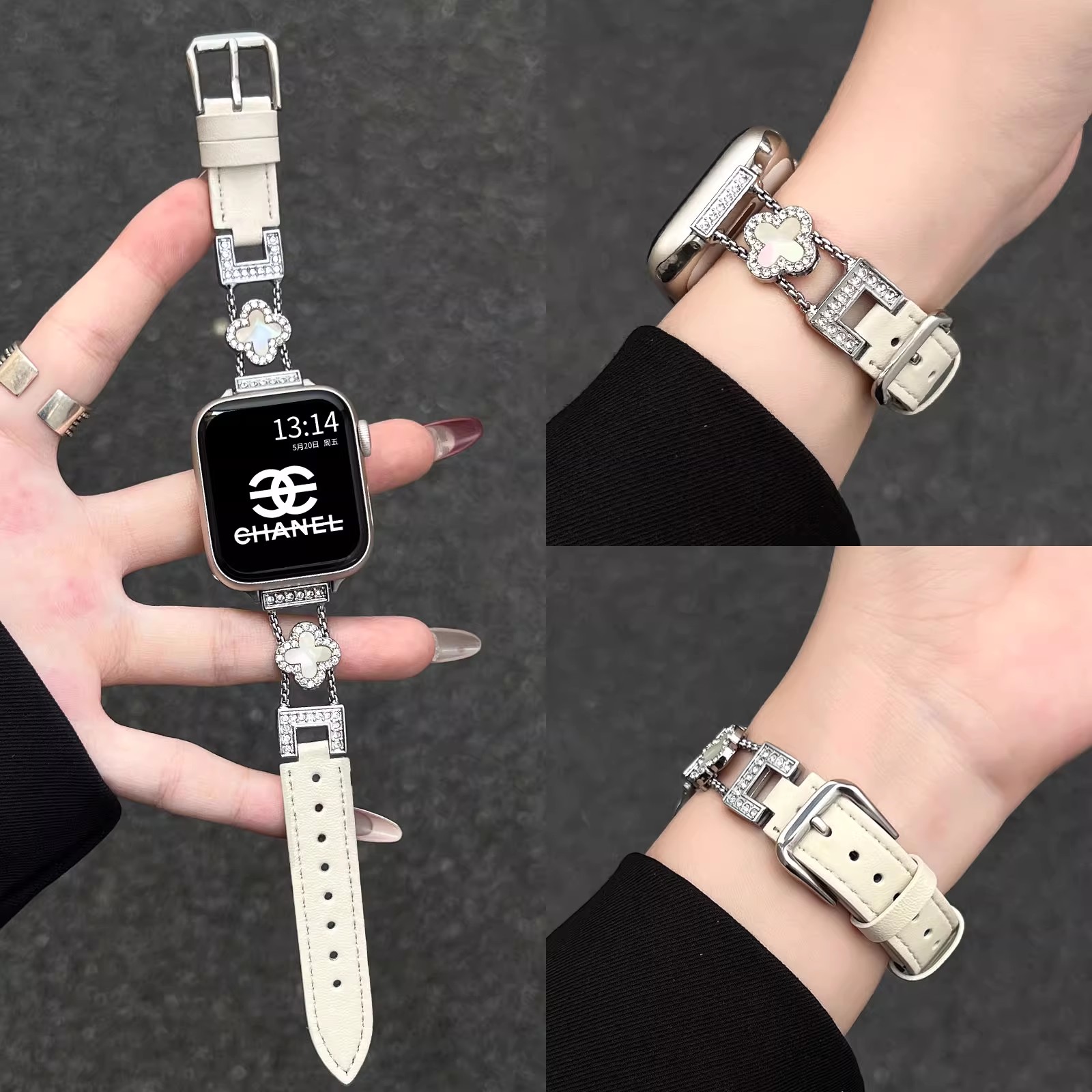 学长家创意四叶草间皮表带秋冬女