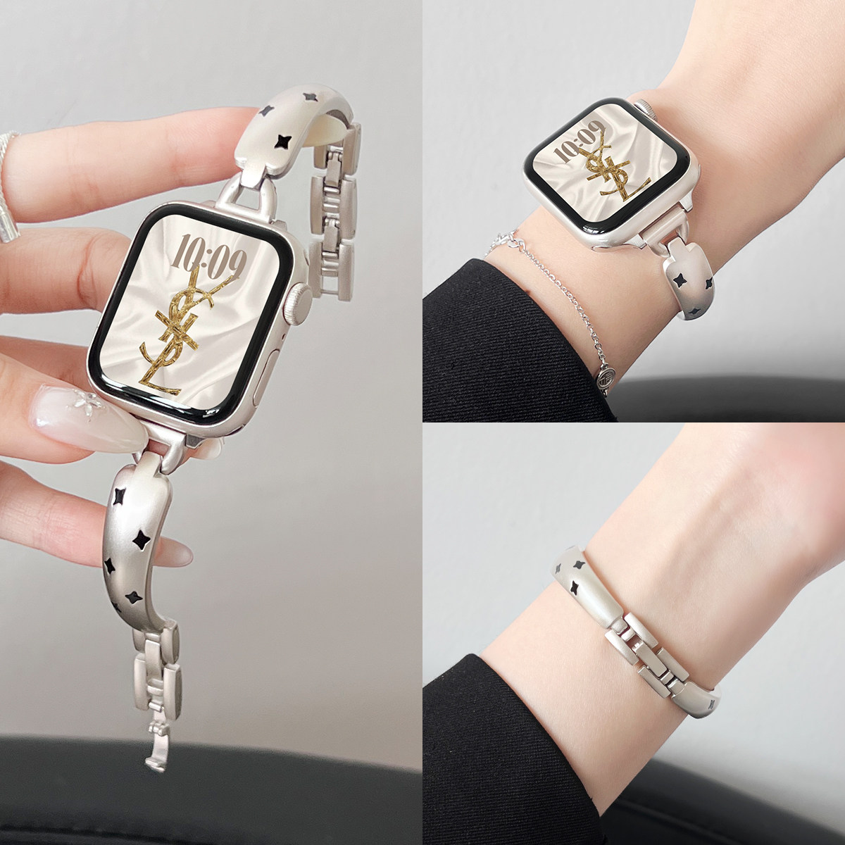 适用iwatchs11代手表带新品金属applewatchs10超好看女士手链s9腕表高级感女款苹果8独特漂亮7se夏天系列透气
