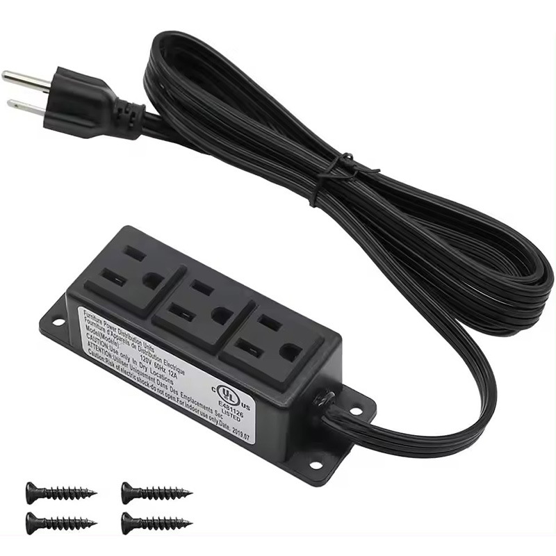 可固定桌底式美标3孔电源排插适