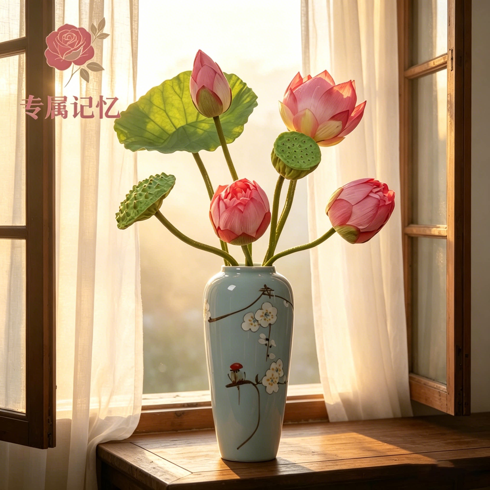 专属记忆荷花仿真花高级感逼真