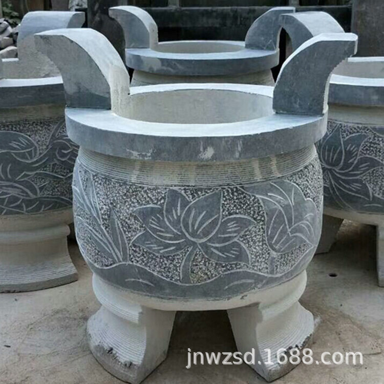 寺庙石雕香炉加工厂 墓地石制香炉图片 祠堂石头香炉多少钱