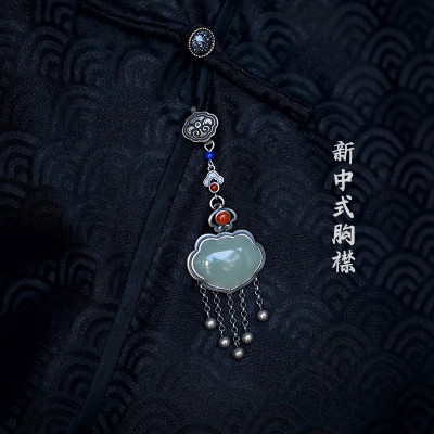 新中式白玉如意旗袍压襟挂件