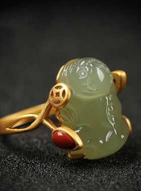 貔貅开口皮丘招财古法金镶玉女