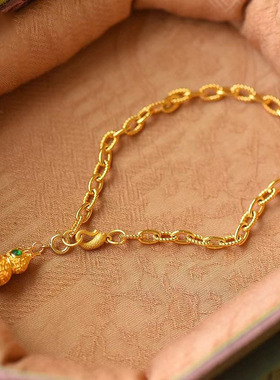 天然和田玉葫芦银手链