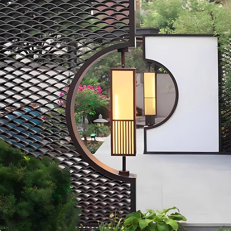 i不锈钢别墅庭院月洞门隔断园林景墙户外新中式半月屏风影壁墙室