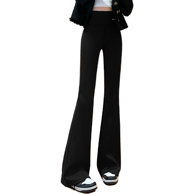 秋冬高腰加绒显瘦微喇叭裤打底裤