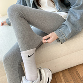 女外穿2026春秋季 内穿冬加绒棉裤 大码 秋裤 螺纹线裤 灰色紧身打底裤