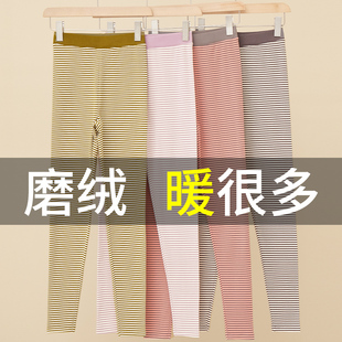 弹力保暖毛线衬裤 女学生内穿秋冬大码 加厚7A抗菌条纹秋裤 2025新款