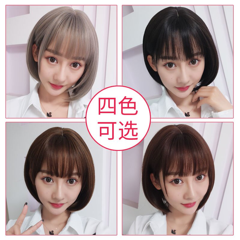 韩式头发假发2018适合清洗短发型青灰色公主短头发青春头戴式套头