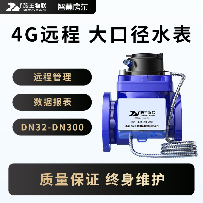 施王物联大口径水表DN50DN100法兰远程控制4G智能非阀控高精度