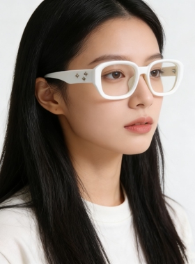 经典造型星星元素简约平光镜防蓝光可配近视大框眼镜框架