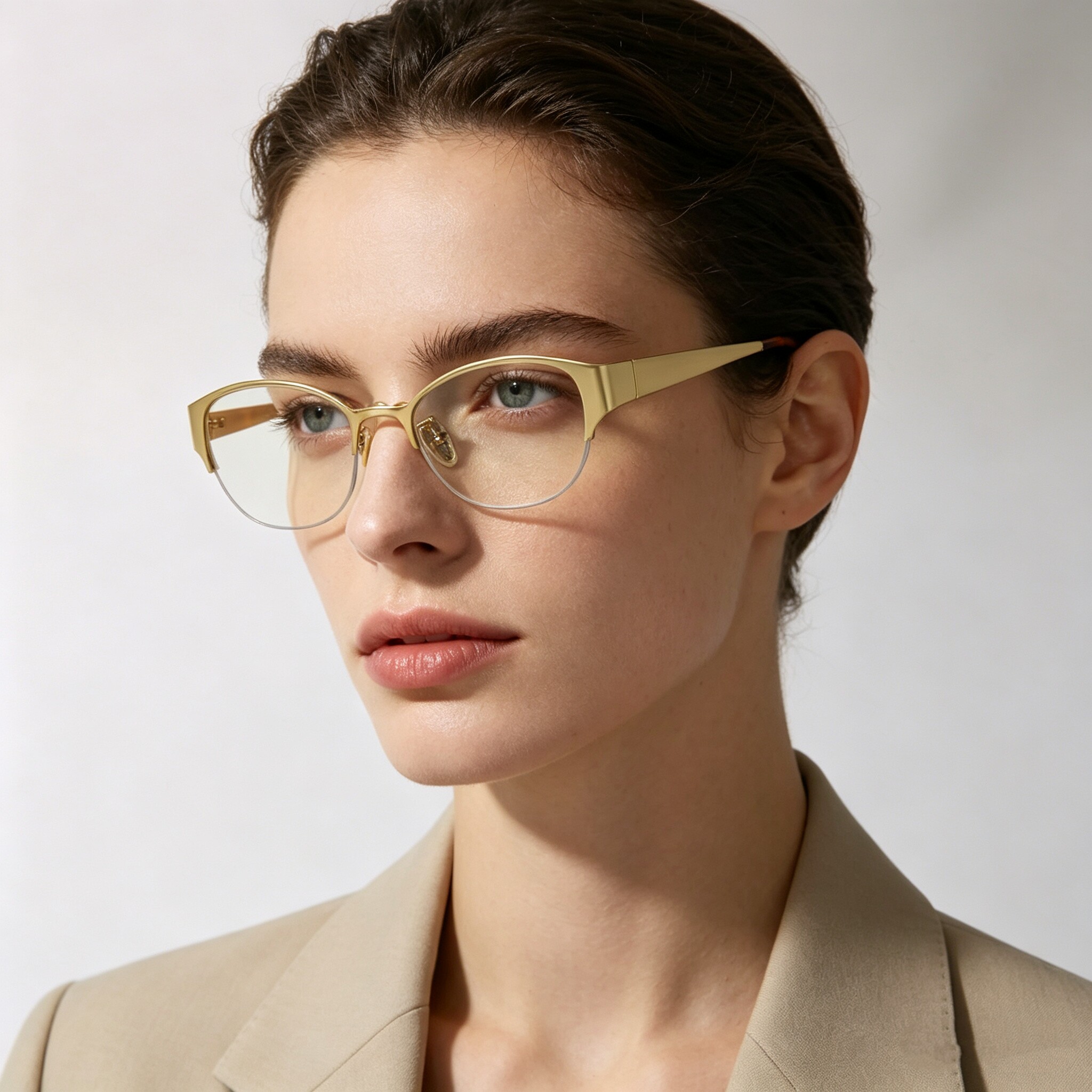 复古文艺金属半框眼镜框架防蓝光可配近视职场学生平光眼镜