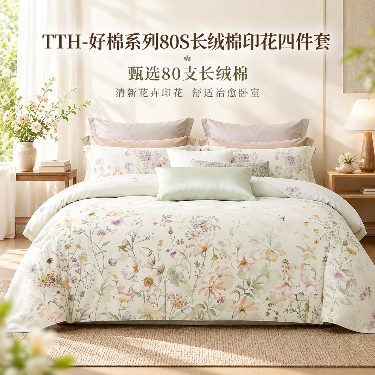 门店同款80S长绒棉印花四件套