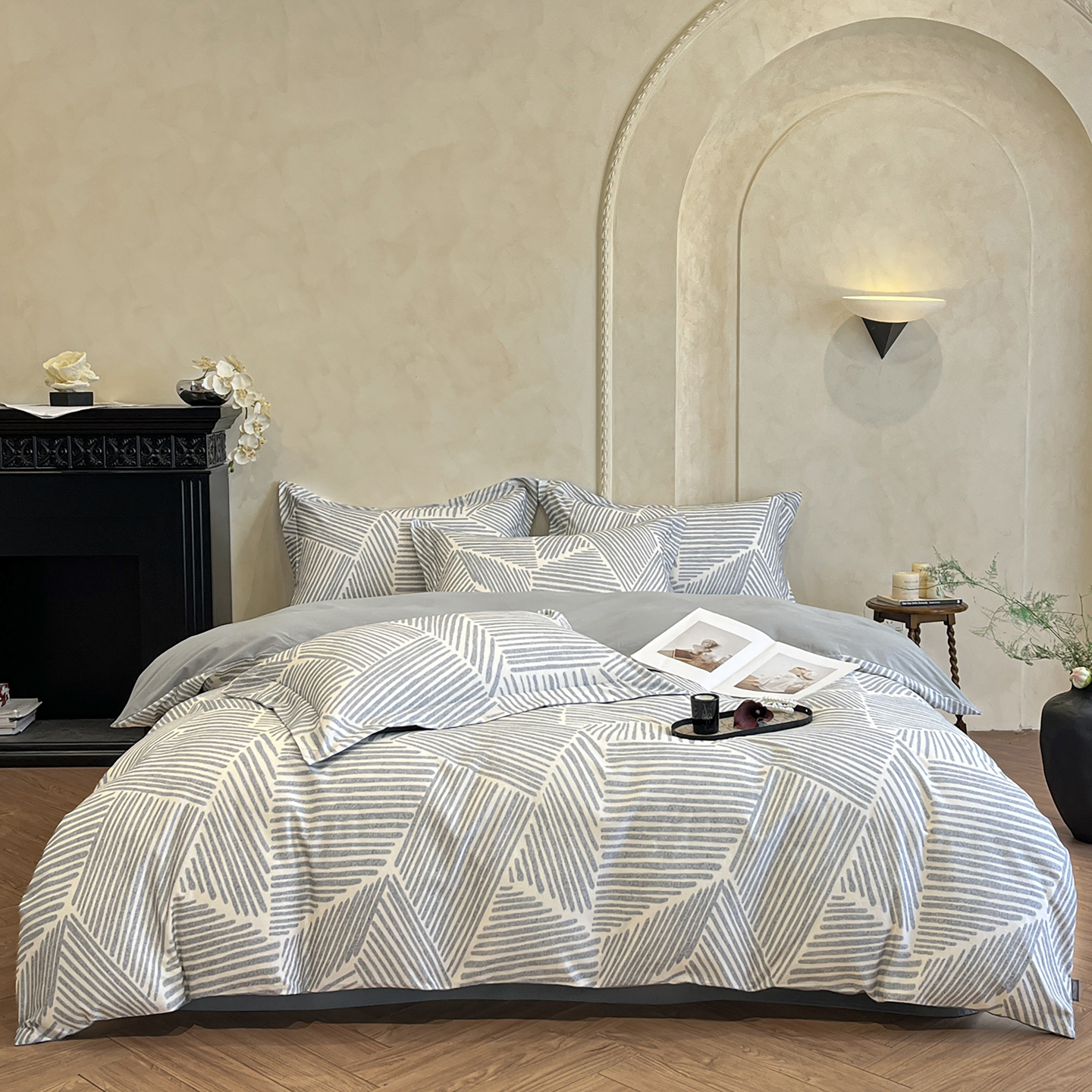 自然醒全棉磨毛床上四件套加厚