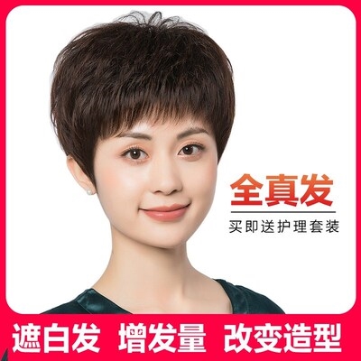 中老年逼真送妈妈短发发型女时尚气质中年妇女妈妈款